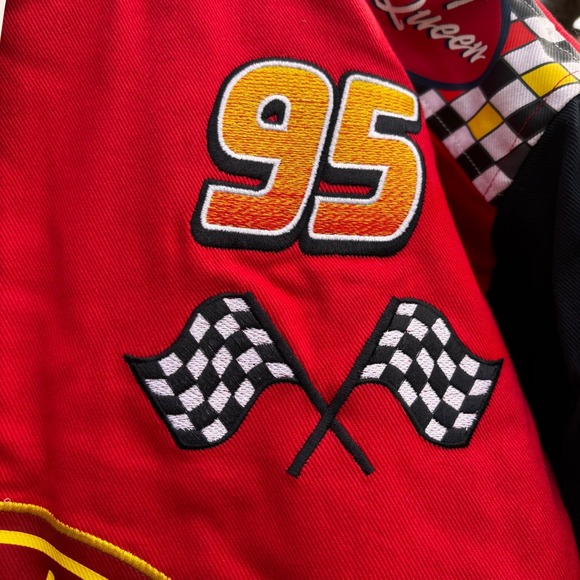 Men's Biker Disney Pixar Cars Lightning Mcqueen Racing Red Jacket Size XS New - Picture 10 of 16